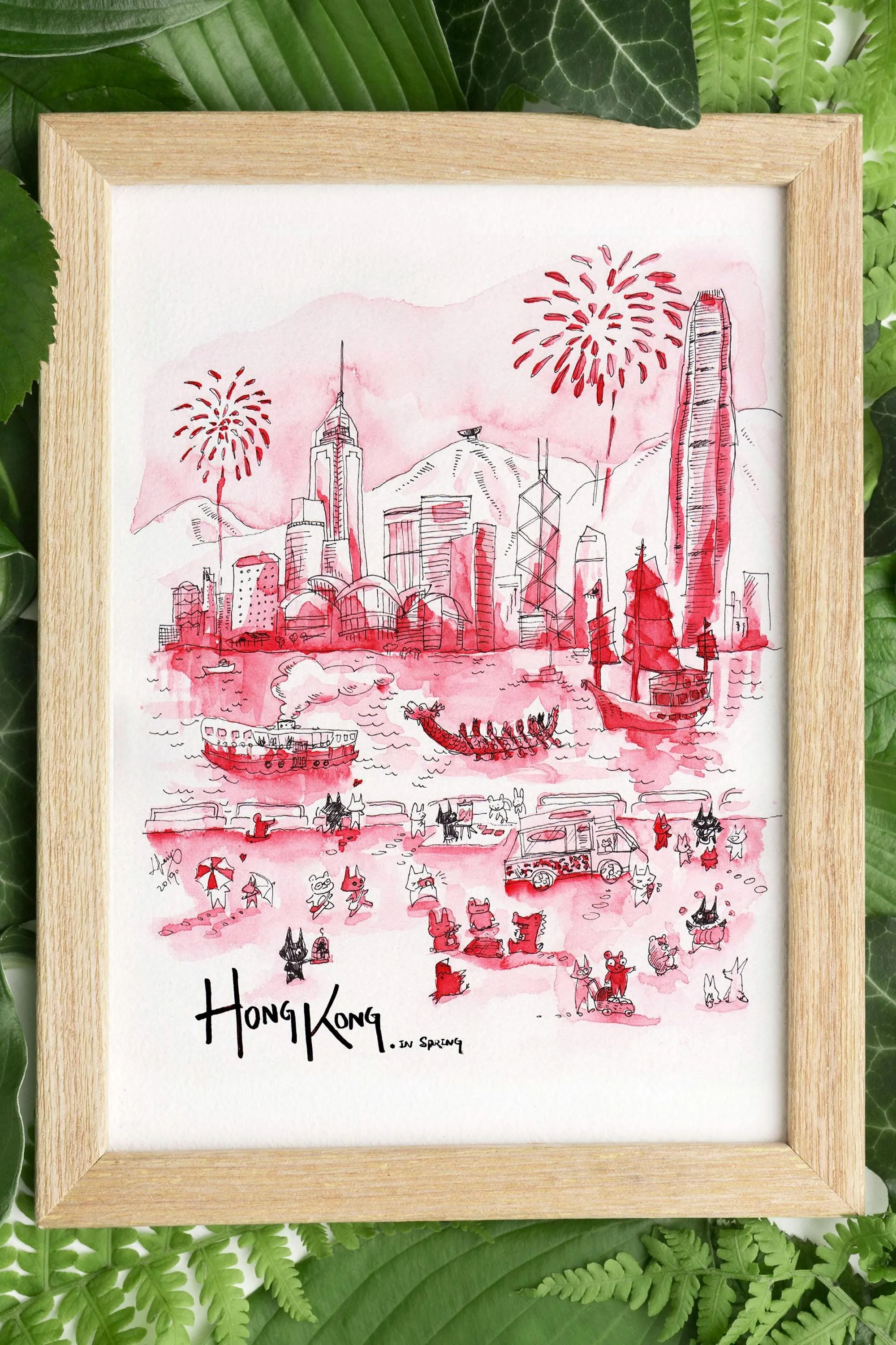 Hong Kong Victoria Harbour — original watercolor
